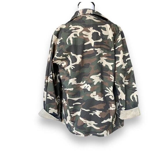 Anthropology Sanctuary Camo Print Cargo Jacket Sz M Green Brown Utility Casual - Picture 3 of 8